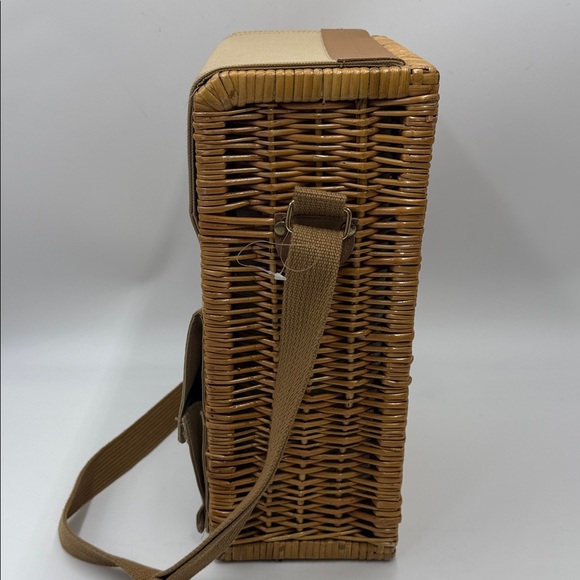 Picnic Basket Tote Bag, Gift for Wine Lover, Beige - Picture 6 of 9